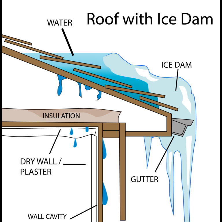roof with an ice dam